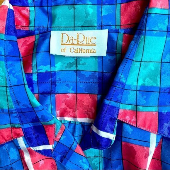 Da Rue California Check Blouse Elasticized Hem Vintage 80’s Size 14 - Picture 4 of 5